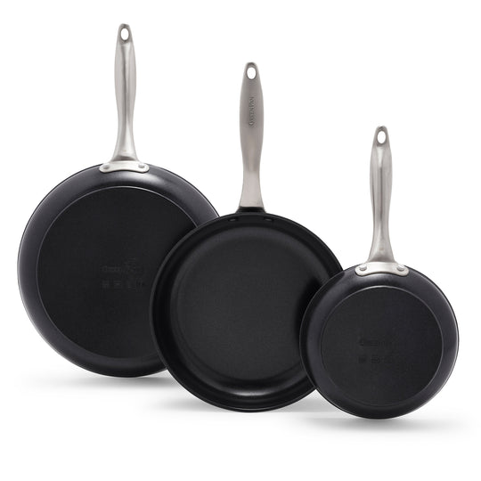 GreenPan Black Pro 3pc Frypan Set
