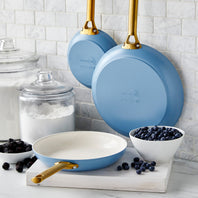 GreenPan Reserve 8" 10" & 12" 3 Piece Frying Pan Set, Sky Blue