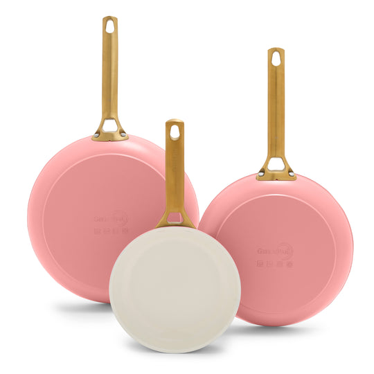 GreenPan Reserve  8" 10" & 12" 3 Piece Frying Pan Set, Coral