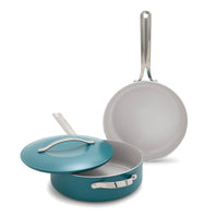 GreenPan Nova 3 Piece Set, 10" Fry Pan and 4.37QT Sauté Pan with Lid, Deep Teal