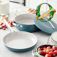 GreenPan Nova 3 Piece Set, 10" Fry Pan and 4.37QT Sauté Pan with Lid, Deep Teal