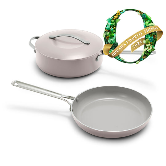 GreenPan Nova 3 Piece Set, 10" Fry Pan and 4.37QT Sauté Pan with Lid, Clay
