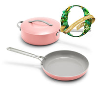 GreenPan Nova 3 Piece Set, 10" Fry Pan and 4.37QT Sauté Pan with Lid, Coral