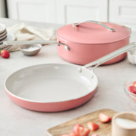 GreenPan Nova 3 Piece Set, 10" Fry Pan and 4.37QT Sauté Pan with Lid, Coral