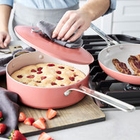 GreenPan Nova 3 Piece Set, 10" Fry Pan and 4.37QT Sauté Pan with Lid, Coral