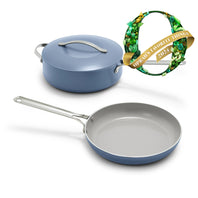 GreenPan Nova 3 Piece Set, 10" Fry Pan and 4.37QT Sauté Pan with Lid, Ocean