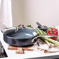 Valencia Pro Ceramic Nonstick 4.5-Quart Sauté Pan with Lid and Helper Handle