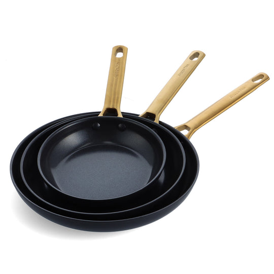 GreenPan Reserve 8" 10" and 12" 3 Piece Frying Pan Set, Black
