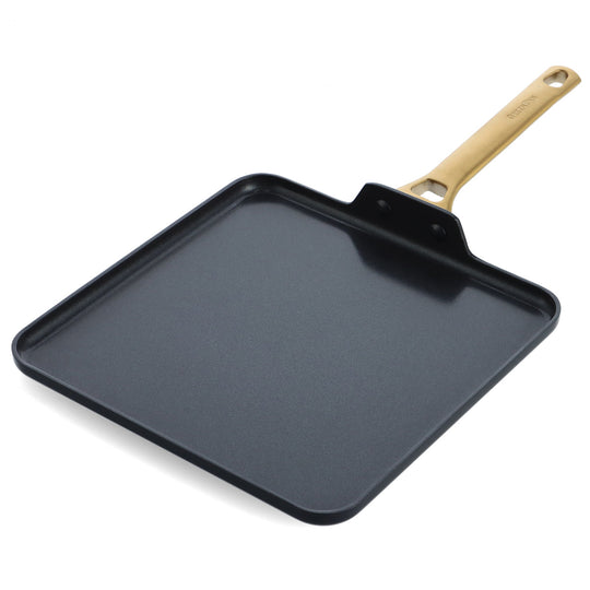 Reserve Ceramic Nonstick 11" Square Griddle, Black with Gold-Tone Handle